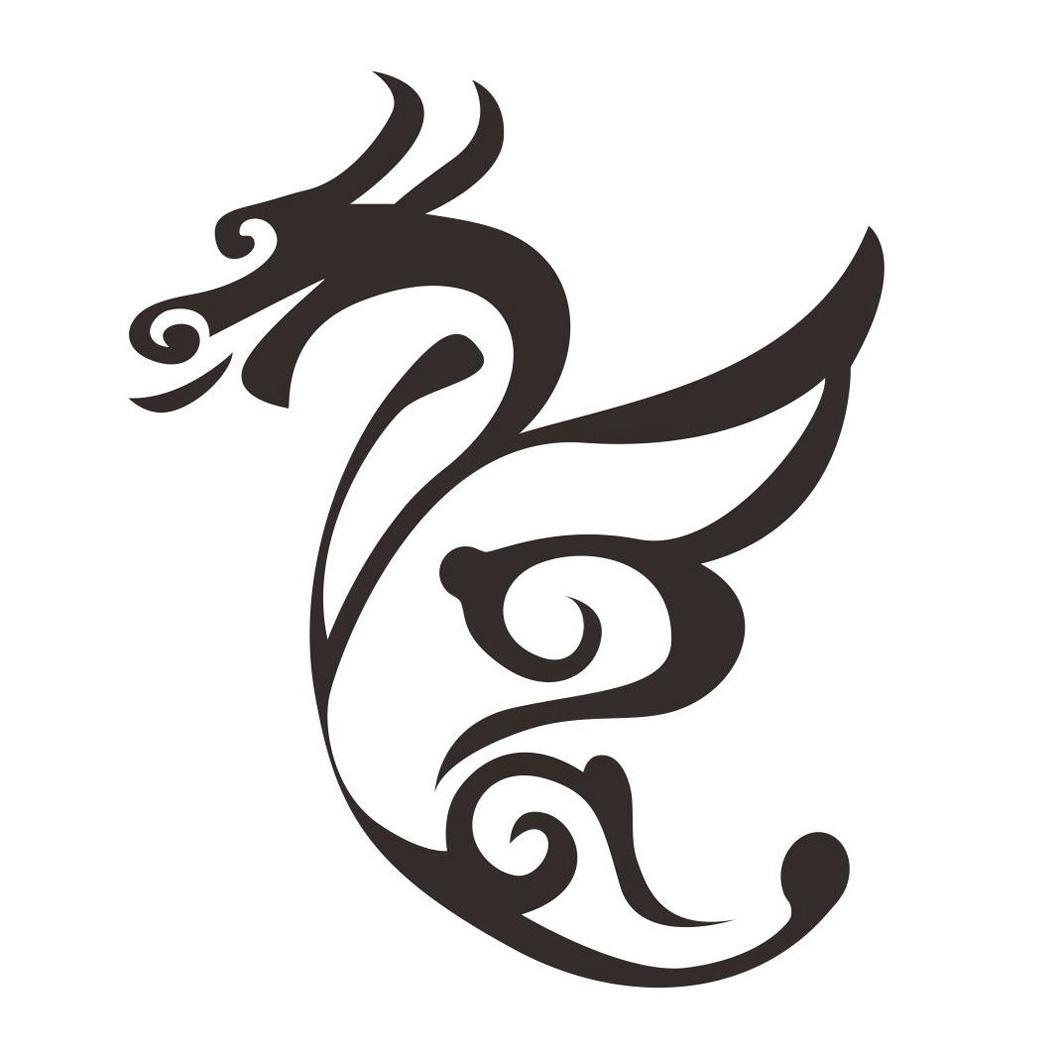 商标图案中的龙图形，文化象征与现代设计融合
