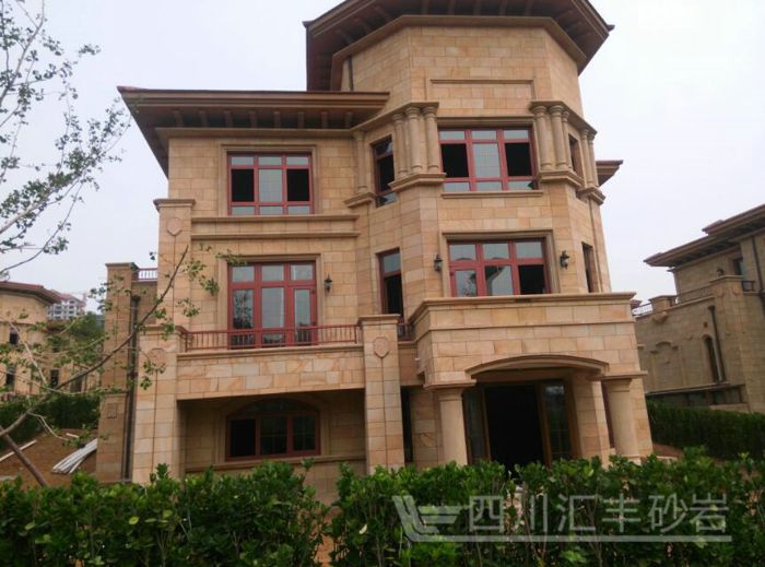 木纹砂岩外墙效果图，自然韵味与现代建筑的完美融合